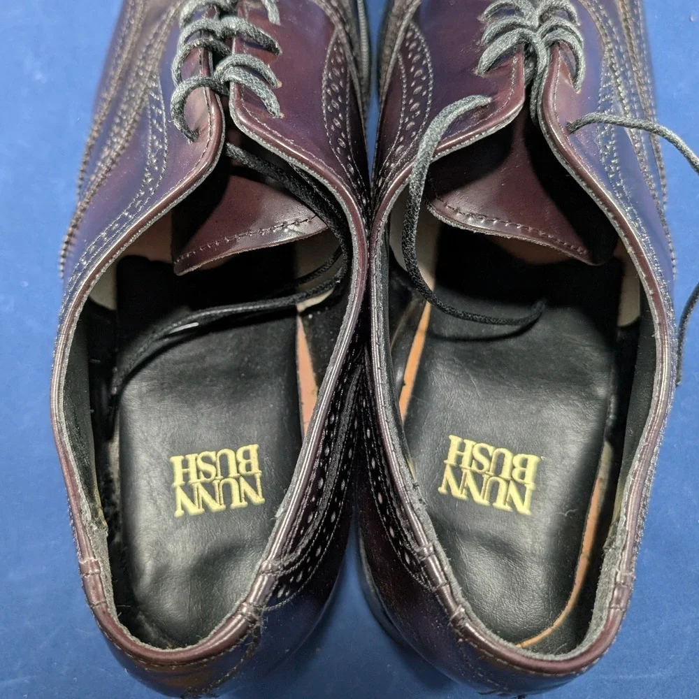 Nunn Bush Wingtip Brogue Oxford Dress Shoes Leather Burgundy‎ Mens Size 10 D